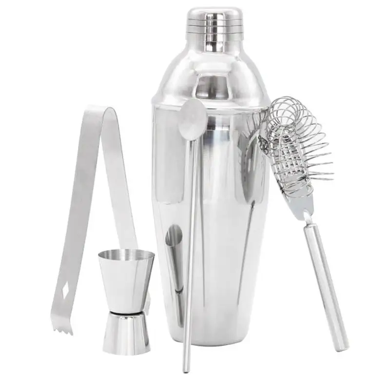 5pcs 250mL 5 шт.-18 шт./компл. Нержавеющая сталь смеситель для вина ликера красное вино шейкер для коктейлей со льдом зажим ковша фиксаторы уход за кожей лица маска бармен шейкер набор инструментов для бара - Цвет: 5pcs 250mL