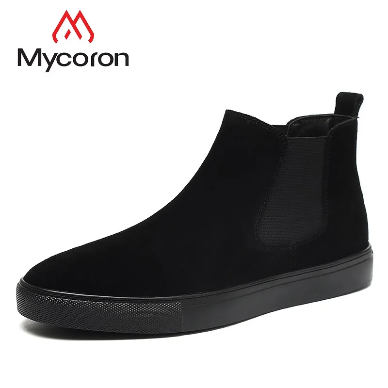 MYCORON/2018 г. брендовые зимние ботинки Новые Модные ботильоны Челси из натуральной