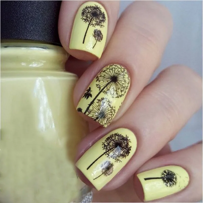 2 моделей/лист летающий Одуванчик ногтей искусство воды передачи наклейки стикер