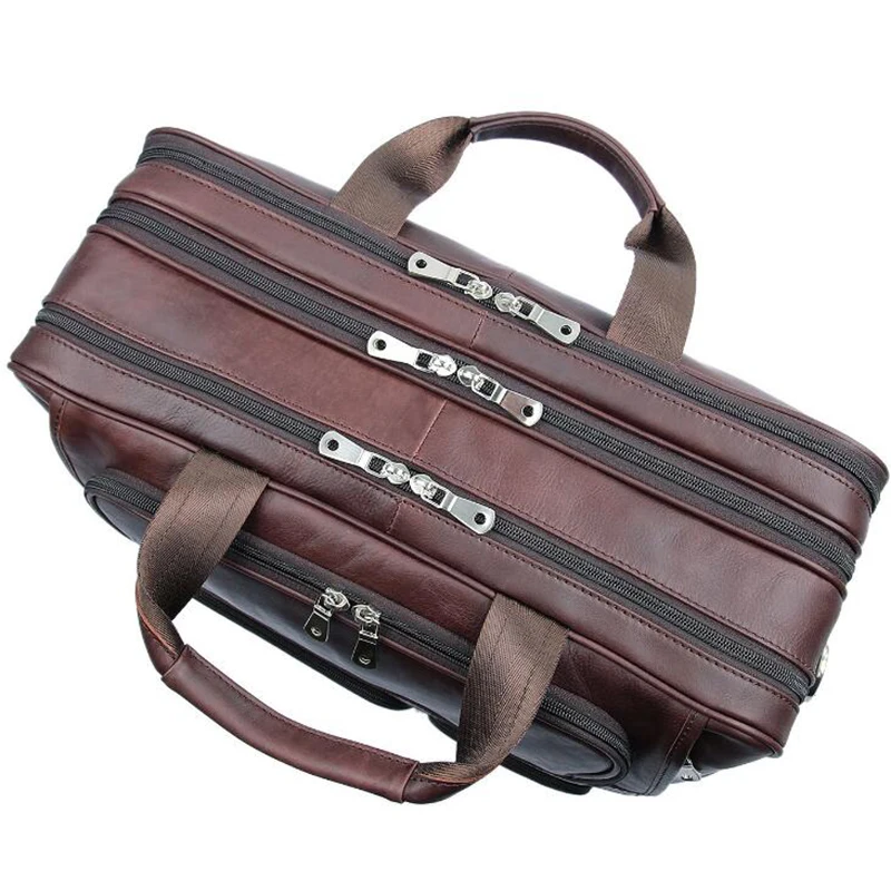 Мужская сумка из натуральной кожи винтажная вместительная функциональная