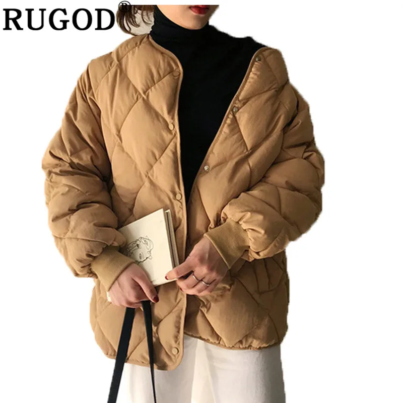 RUGOD/Новинка; модная зимняя одежда; однотонное Женское пальто; Повседневная хлопковая куртка с длинными рукавами; плотная теплая зимняя одежда; sueter mujer