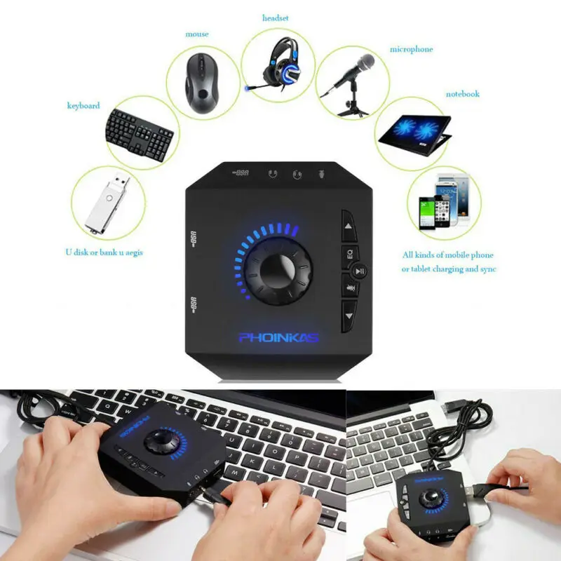 S2 USB 2 0 Звуковая карта концентратор стерео наушники микрофон адаптер 3D объемный