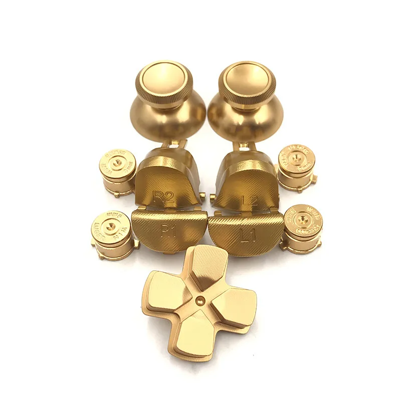 full Gold Металлические пуговицы в виде пуль thumbstick cap L1 R1 L2 R2 Dpad алюминиевые кнопки для PS4 Slim Pro контроллер Dualshock 4 JDM040 JDS040 - Цвет: full Gold