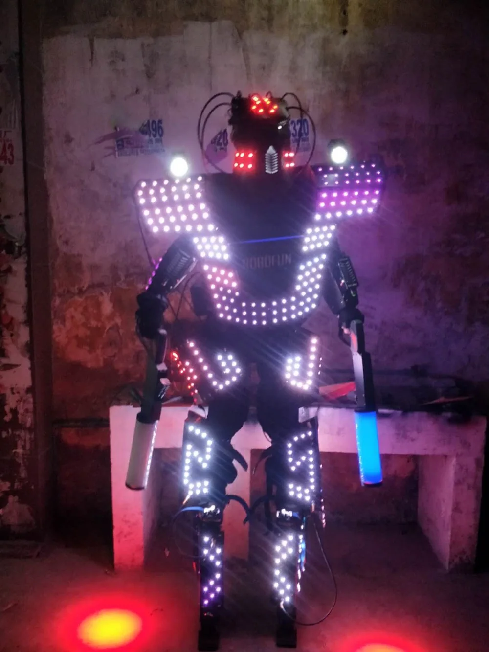 

(Without Gun) LED robot suit colorful luminous glowing wears dancing costumes model show dress clothe dj bar performance