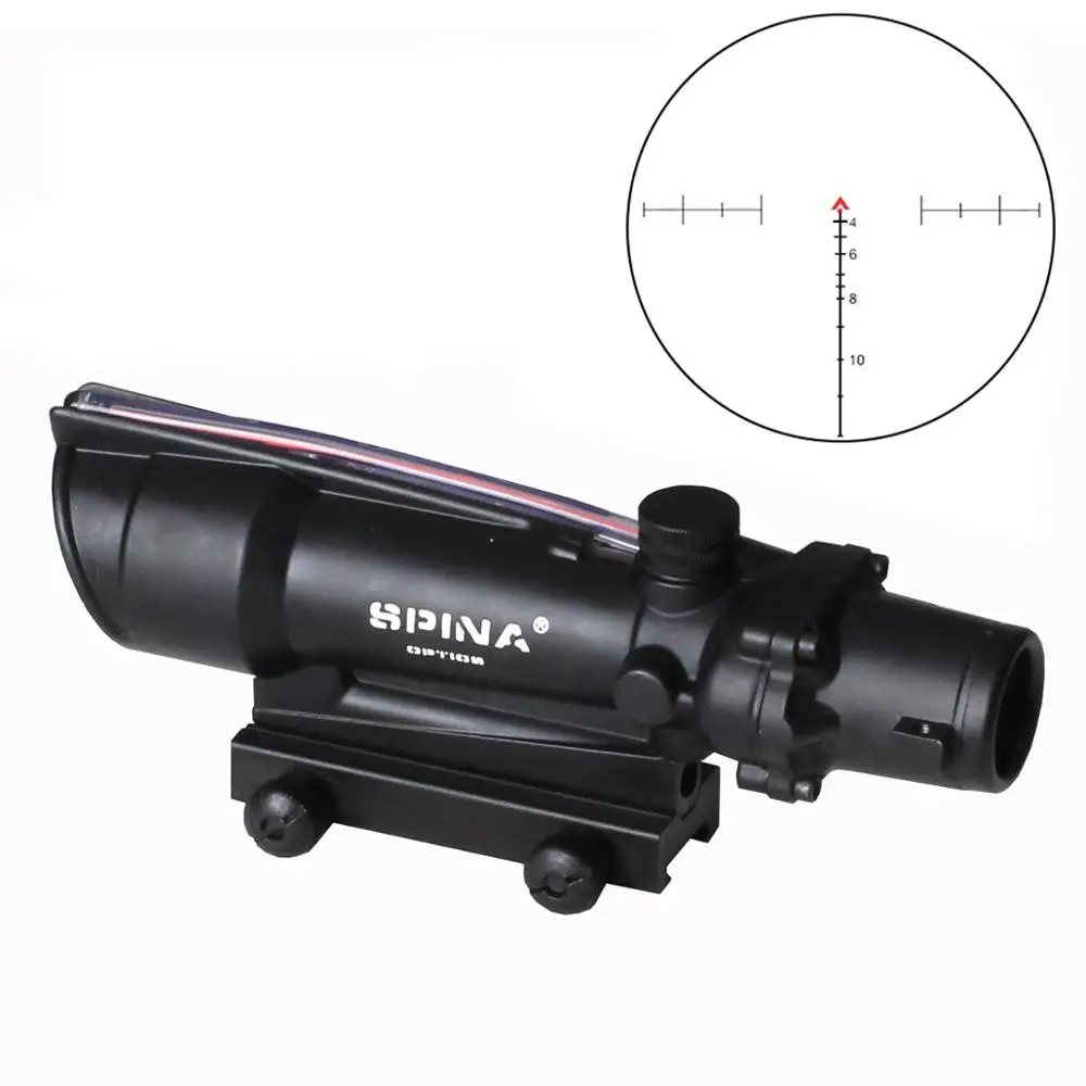 red fiber-Chevron Охотничий ACOG 5x35 тактический прицел оптика оптоволоконный прицел с подсветкой прицел с 3 модели сетки для cal. 223. 308 винтовки - Цвет: red fiber-Chevron