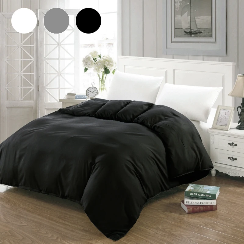 

Simple Duvet Cover White Black Gray Comforter/Quilt/Blanket case Twin Full Queen King double single Bedding 220x240 200x200 140