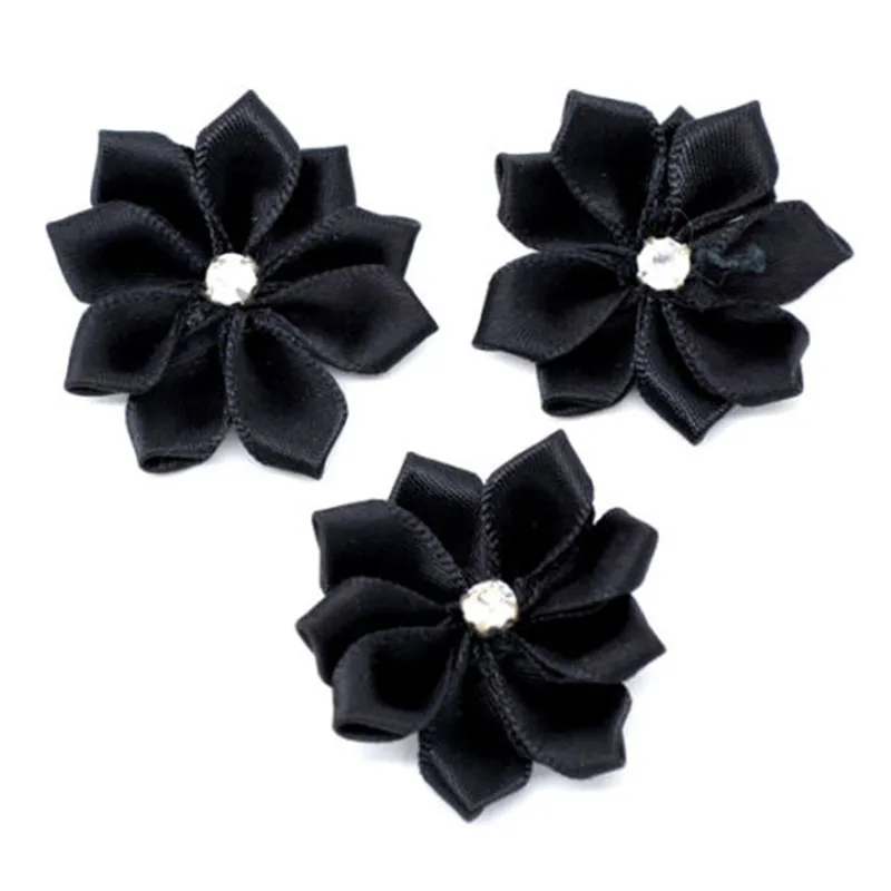 50 шт. черной лентой с цветами из стразов одежда Украшения записки Выводы 30