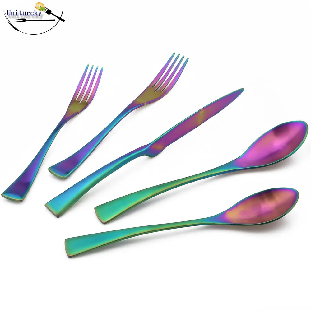 1 шт. роскошный разноцветный Радужный столовый набор из нержавеющей стали