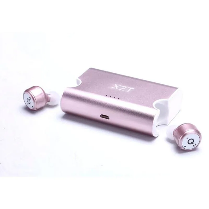 Rose-Gold Yulubu Водонепроницаемый Bluetooth 4,2 наушники X2T TWS Беспроводная зарядка коробка для мобильного телефона для Android iphone samsung xiaomi huawei - Цвет: Rose-Gold