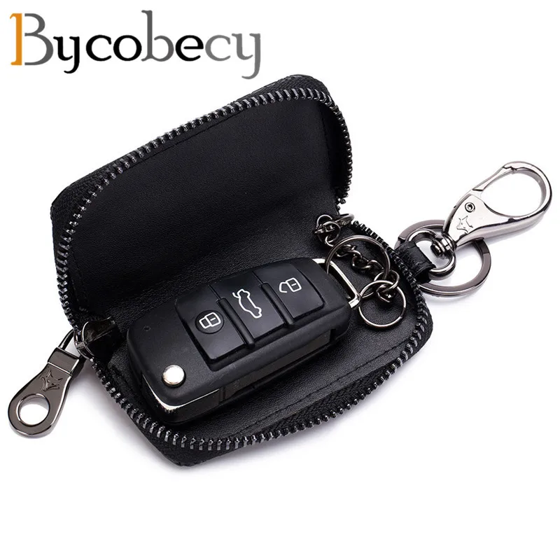 Модная женская кожаная сумка для ключей от BYCOBECY маленькая мини кошелек мужчин