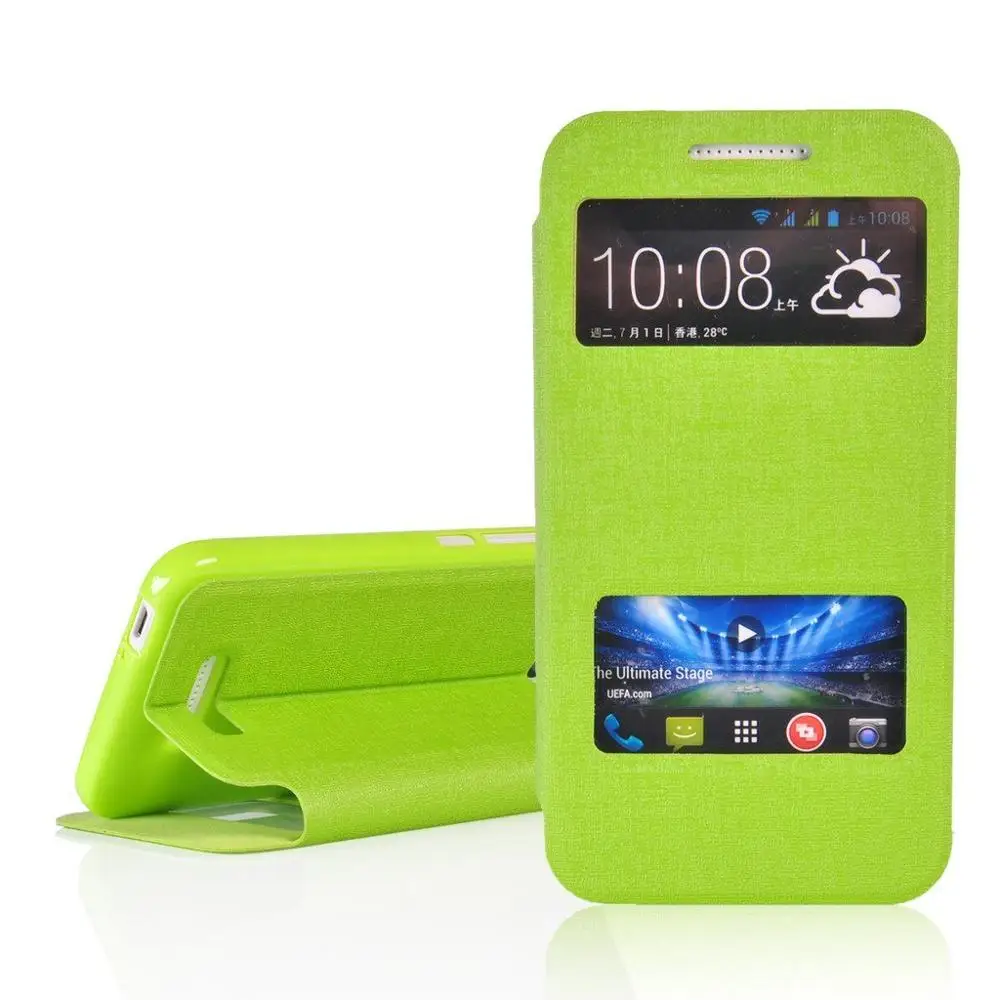 Двойное окно из искусственной кожи 4.5для htc Desire 600 чехол для htc Desire 600 Dual Sim 606W чехол для задней панели сотового телефона чехол - Цвет: style1 Green