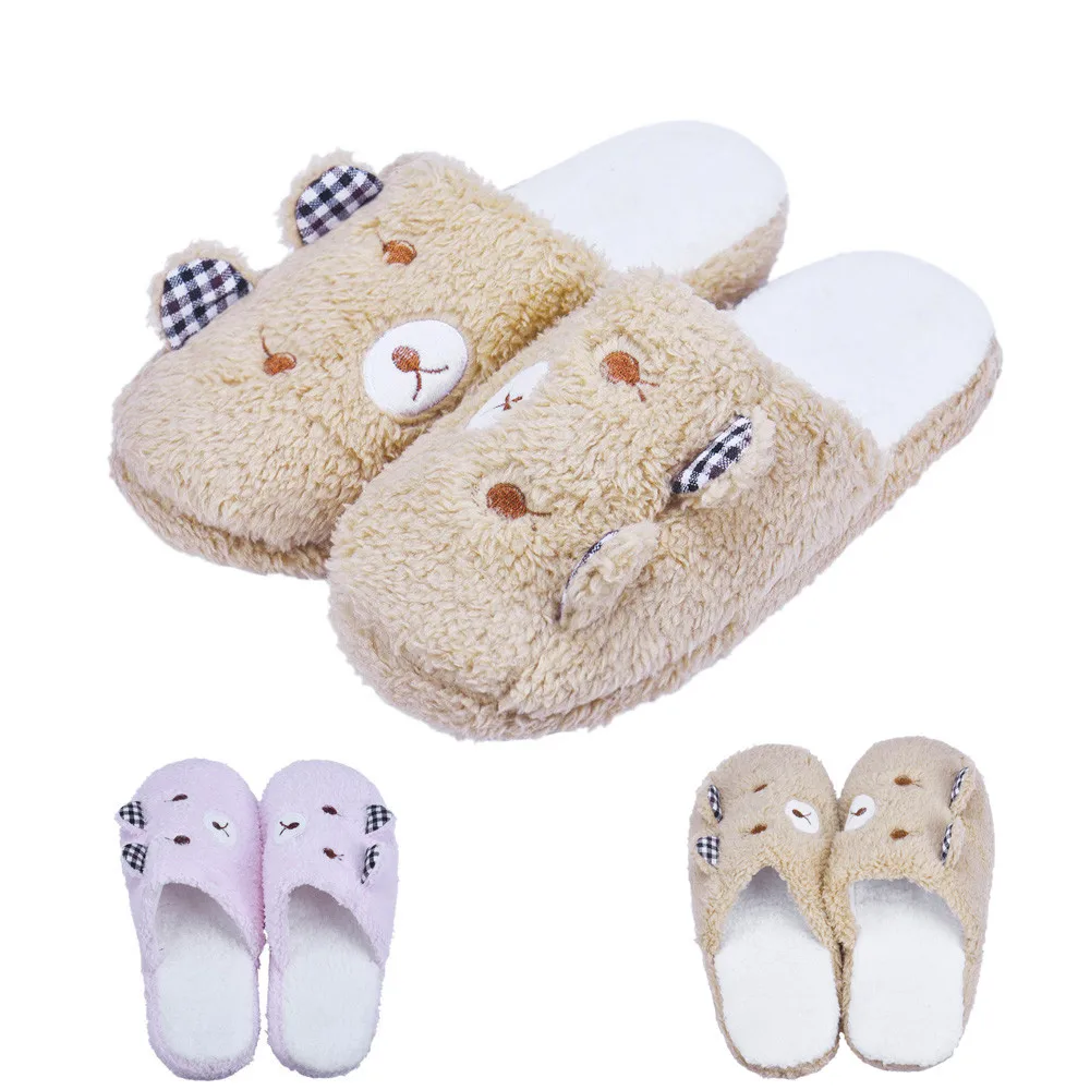 Домашние тапочки с милым медведем мягкие хлопковой подкладкой размеры 36 40 #