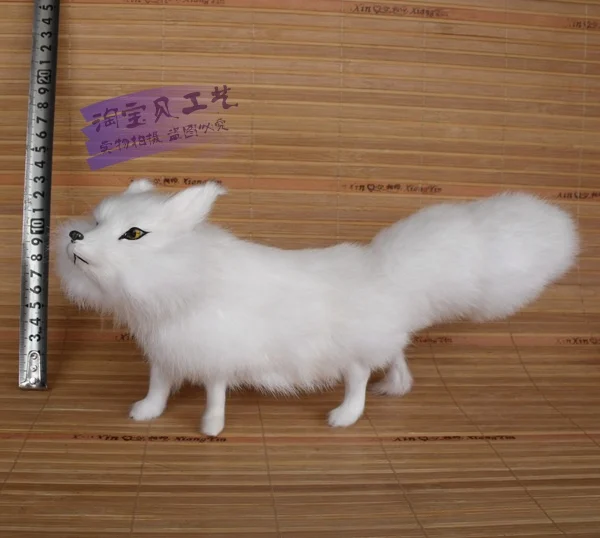 

simulation animal white fox toy 27x7x13cm polyethylene & furs resin handicraft,Decoration gift h1501