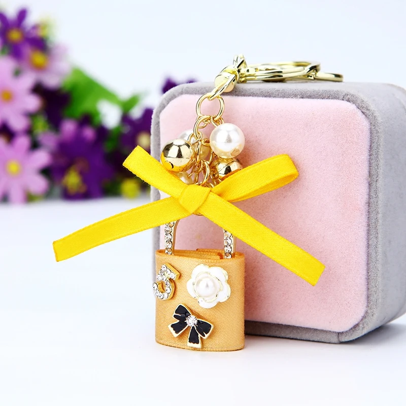 Милый брелок Стразы для ключей из ткани с кристаллами в сумке автомобильный