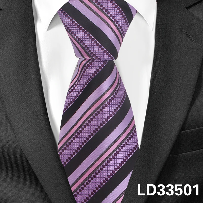 LD33501 Новые полосатые шелковые галстуки, галстуки для мужчин, жаккардовые тканые мужские галстуки, ширина 8 см, деловые вечерние галстуки, галстуки для шеи - Цвет: LD33501