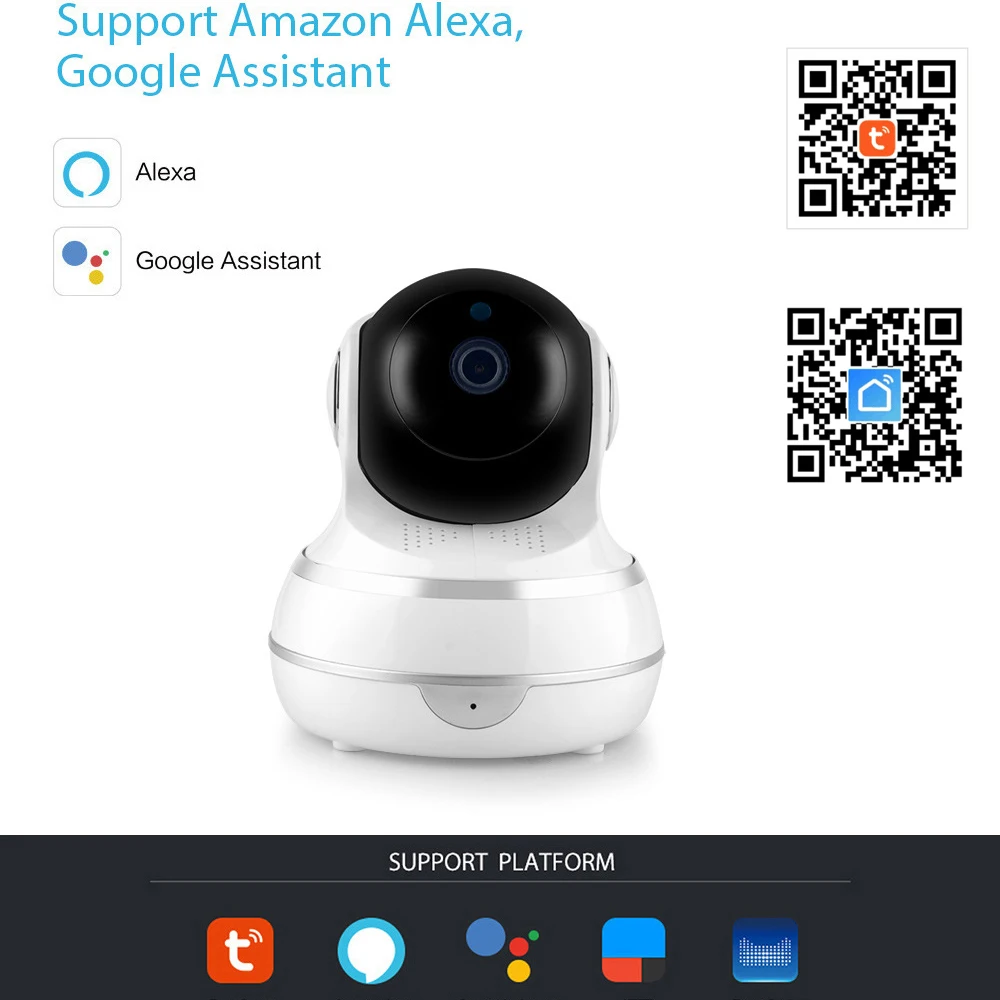 1080P HD Tuya Smart Life Alexa беспроводная IP камера двухсторонняя аудио панорамирование цифровой зум безопасность Смарт WiFi камера