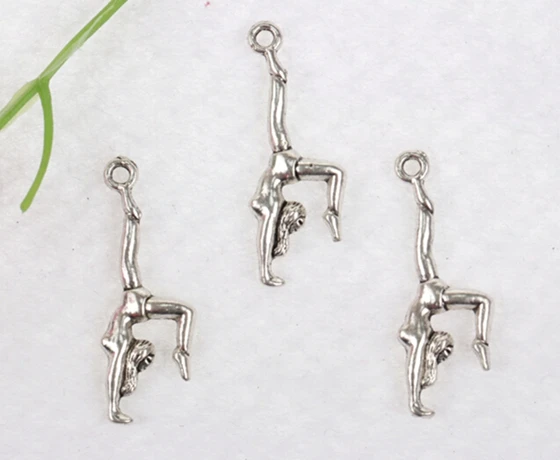 Винтажная серебряная подвеска в виде гимнастки для изготовления ювелирных