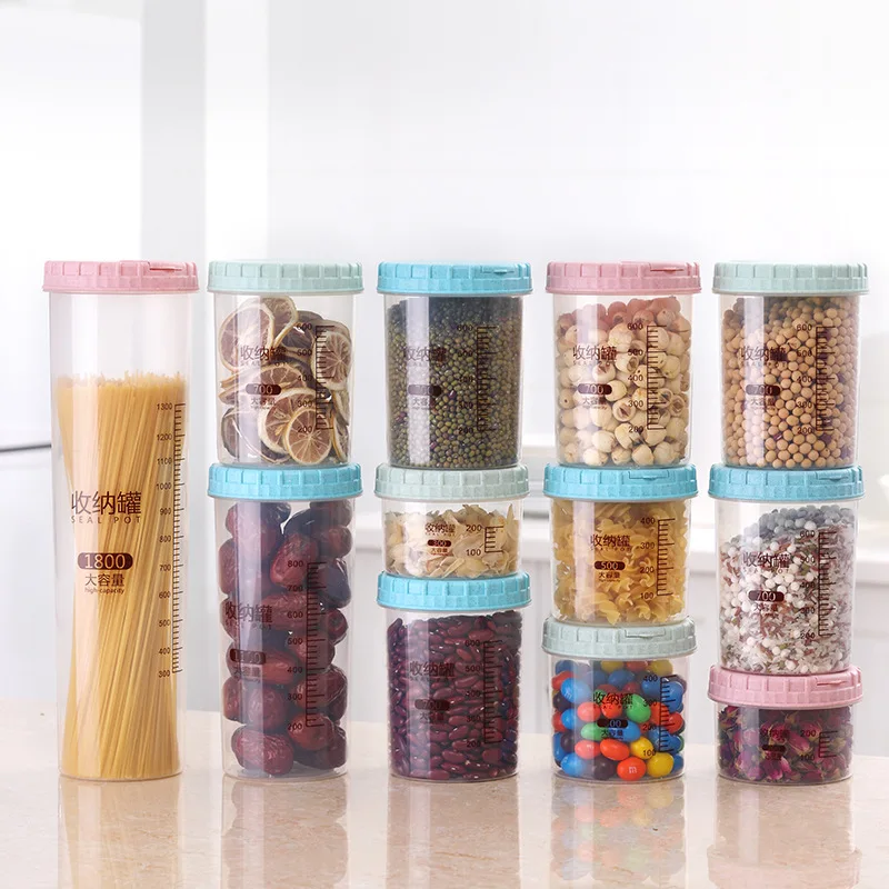 

Convenient Cover Sealing Cans Food Storage Tanks PlasticThick Sundries Storage Bottle Boxes Kitchen Tool Home Organization Jars
