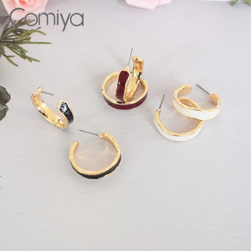 Comiya модное украшение серьги гвоздики Квадратный Круг аксессуары эмаль Femme для
