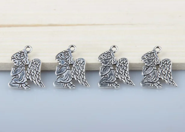

100pcs ancient silver angel alloy Pendant charm Handmade earring bracelet necklace Jewelry DIY Components 17*24mm