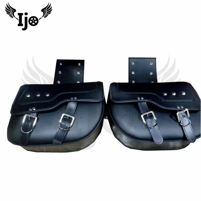 

1 шт в байкерском стиле из искусственной кожи седло сумки сбоку сумки для инструментов корзины Чемодан сумки универсальный для Harley BMW крест ...