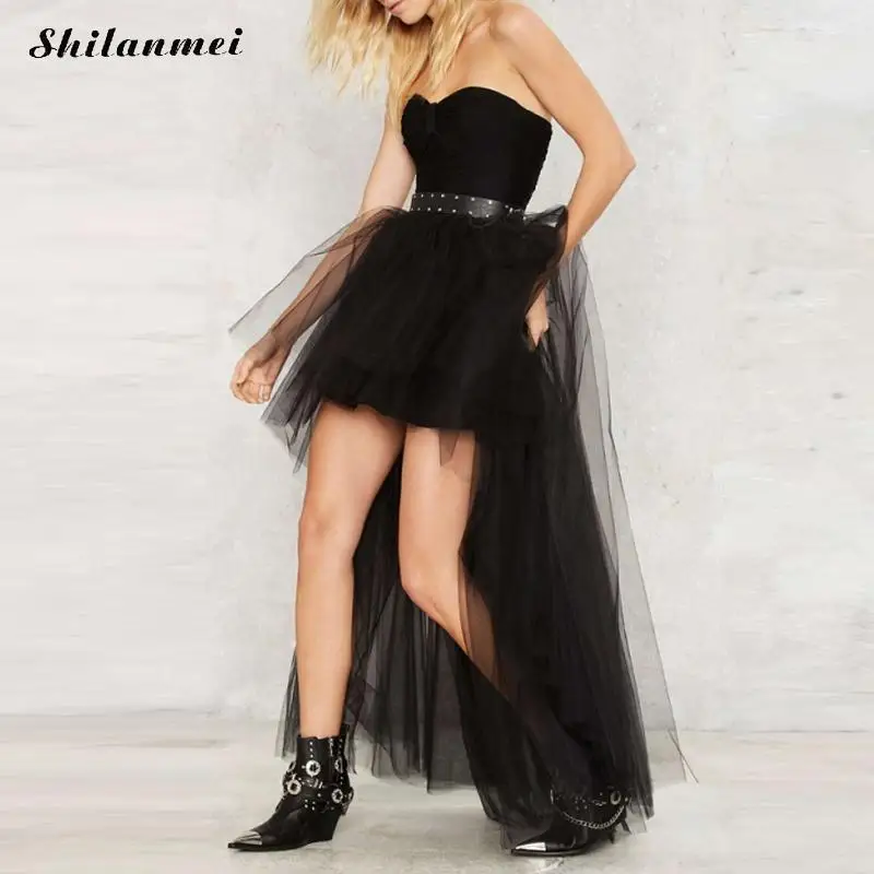 Готический шар платье юбка Макси тюль для женщин Высокая талия Нерегулярные