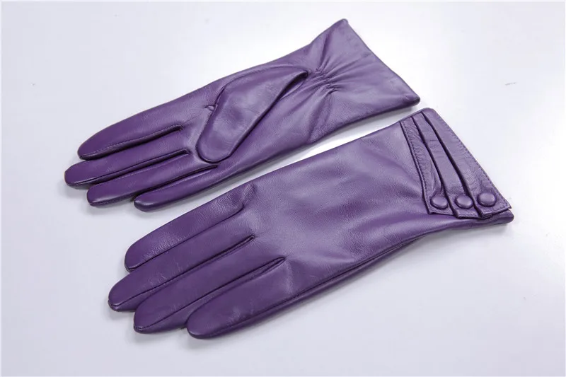 Женские перчатки из натуральной кожи фиолетовые кожаные перчатки|gloves purple|women genuine