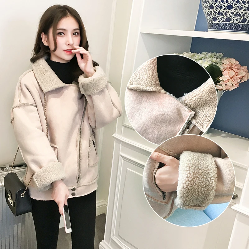 Осенне-зимняя одежда Новинка корейский олень бархат ягненка меховой воротник