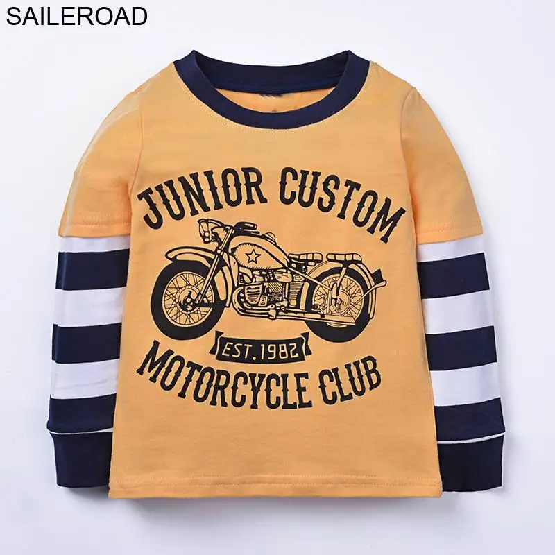 5217 same picture SAILEROAD Cartoon Vehicle Tractors Детская футболка с длинным рукавом для мальчика Весна Хлопок Детские футболки для детей Футболки Детская одежда для мальчиков - Цвет: 5217 same picture