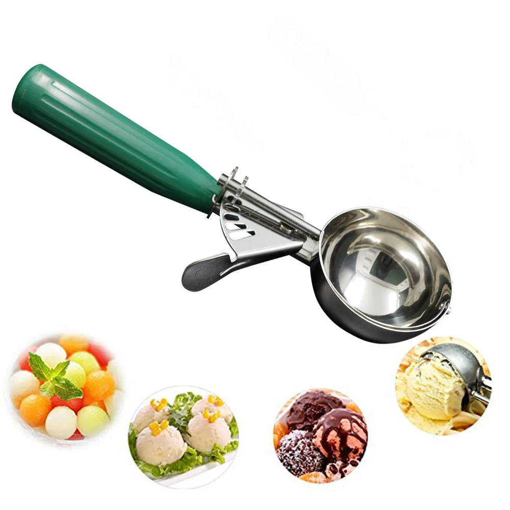 Green Ложки для мороженого, ложки для торта, ложки для печенья, ложки из нержавеющей стали, ложки для мороженого, подарок, шарики для мороженого, кухонные аксессуары - Цвет: Green