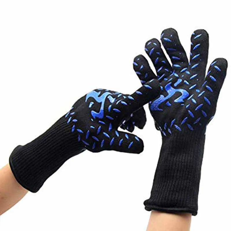 Blue Torch Style 1 пара силиконовые перчатки для плиты термостойкие для плиты перчатки для барбекю для приготовления на гриле выпечки варежки оборудование для барбекю 219 - Цвет: Blue Torch Style