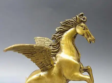 Китайская латунная скульптура Пегаса резная тонкая медь фэн шуй Статуя