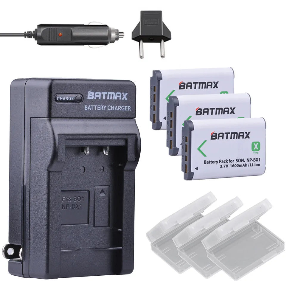 

Batmax 3pc NP-BX1 NP BX1 Battery + Car Charger + EU plug for Sony DSC RX1 RX100 AS100V M3 M2 HX300 HX400 HX50 HX60 GWP88 AS15