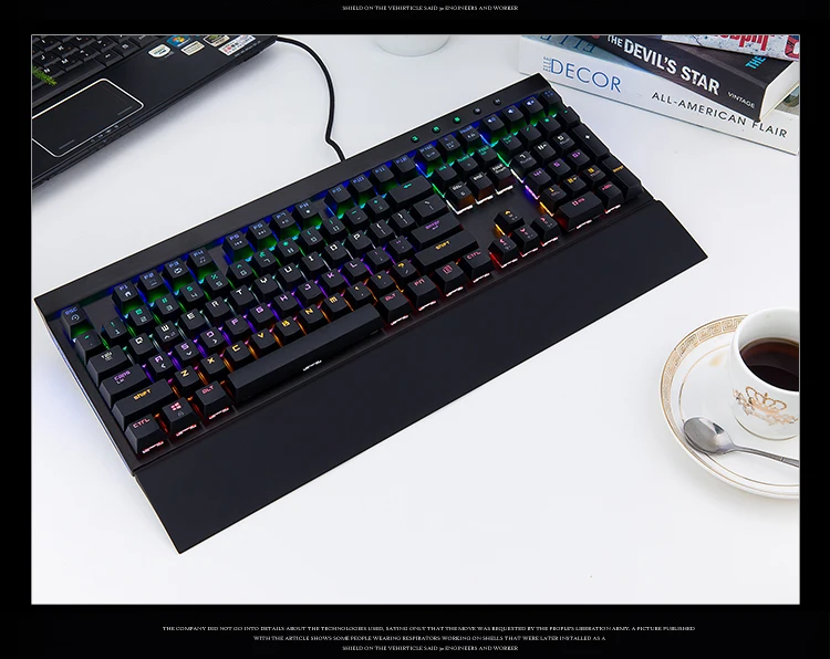 Игровая оригинальная механическая клавиатура с подсветкой, USB Проводная клавиатура, штепсельная вилка 108, механический светильник для клавиатуры