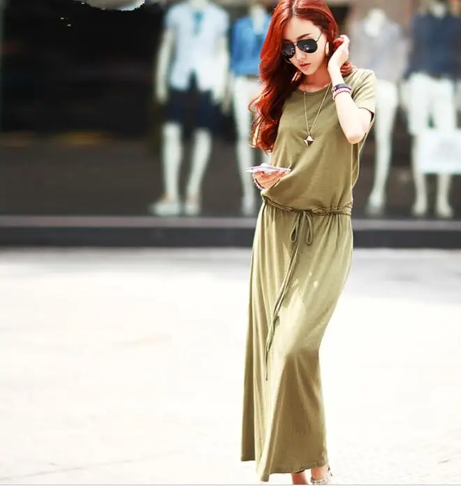 

Long Dress Women Summer Vintage Short Sleeve O-neck Casual Dresses Ladies Elegant Boho 2022 Fashion Robe
