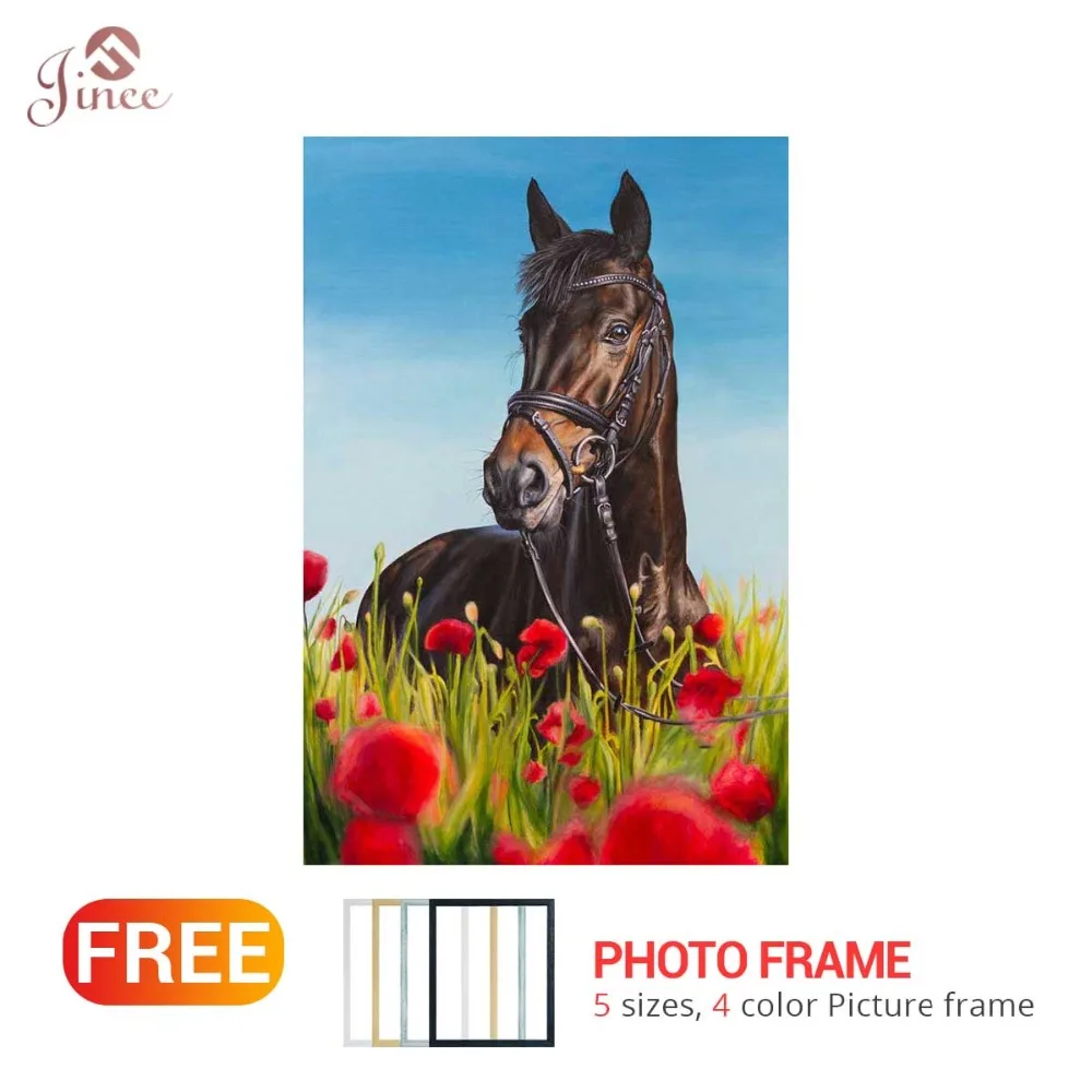 

DIY 5D Diamond Embroidery Horse Diamond Painting Full Square Cross Stitch Animals Picture Of Rhinestones Flower Wall Decor