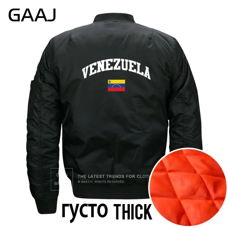 GAAJ Венесуэла флаг куртки для мужчин Militar флисовая куртка плюс размеры пилот уличная О образным вырезом теплые 6XL 7XL 8XL водонепрони - Цвет: Thick Black
