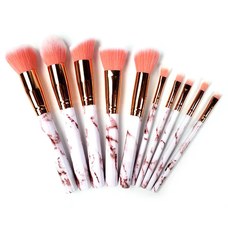 10 шт./компл. кисти для макияжа с мраморными линиями доступны в трех