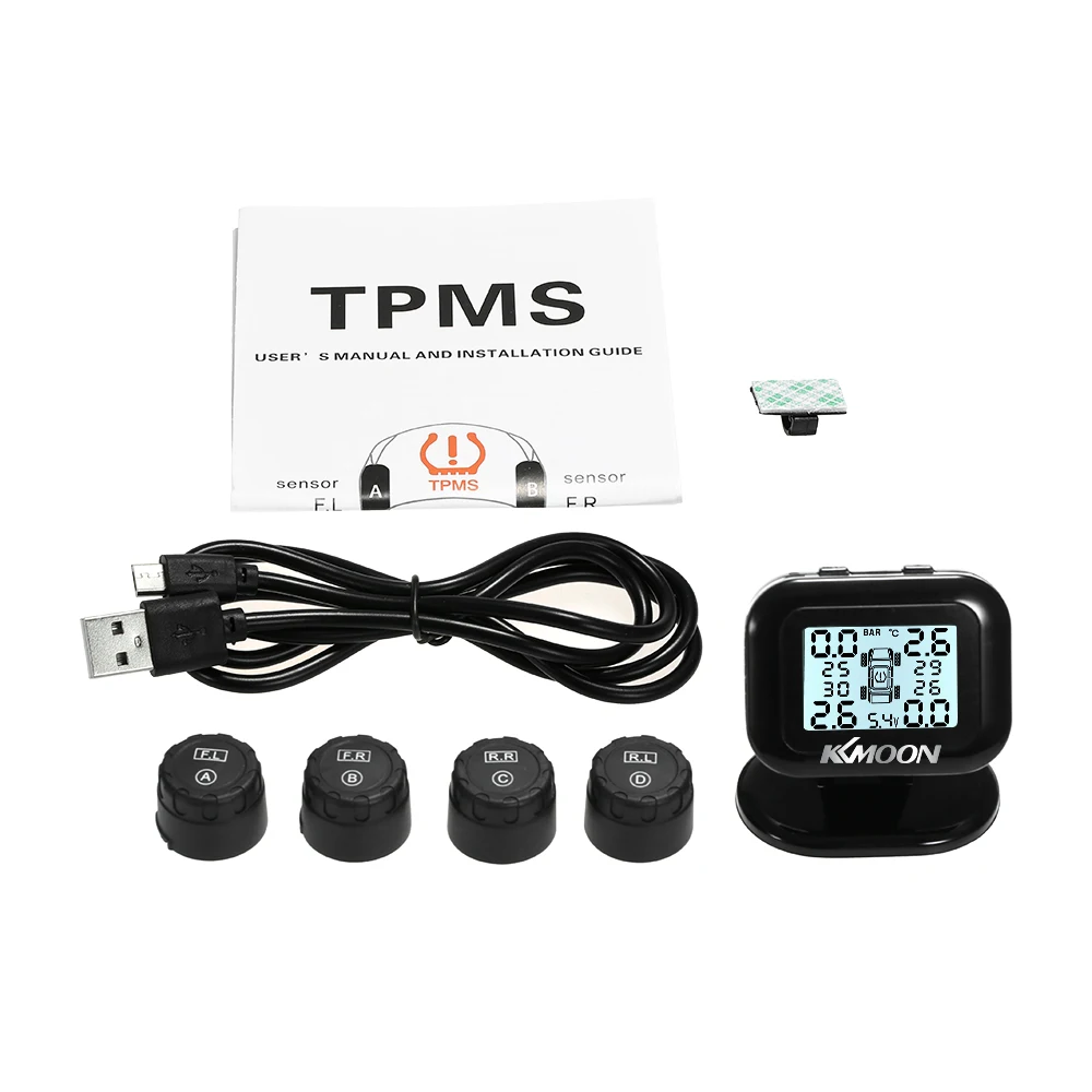 KKmoon TPMS датчики давления в шинах Беспроводная Солнечная энергия LCD дисплей 4