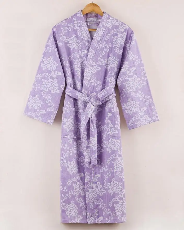 purple Новейшая летняя ночная рубашка из хлопка, Сексуальный банный халат, женская одежда для сна, двухслойные марлевые пижамы, женский домашний банный Халат - Цвет: purple