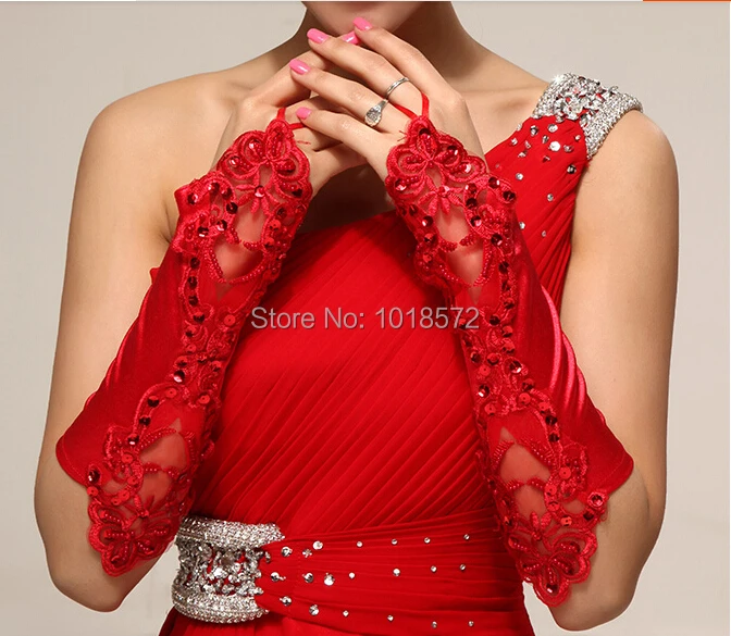 Горячая распродажа Новые Свадебные перчатки с кружевной аппликацией Модные без