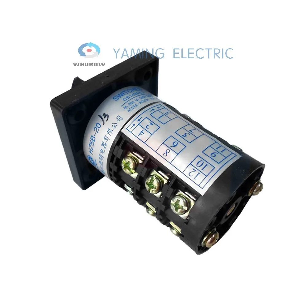 Yaming electric Комбинации переключатель HZ5B-20/3 cam Поворотный универсальный переключатель 380V 20A 3-канальный 3 положение(1-0-2