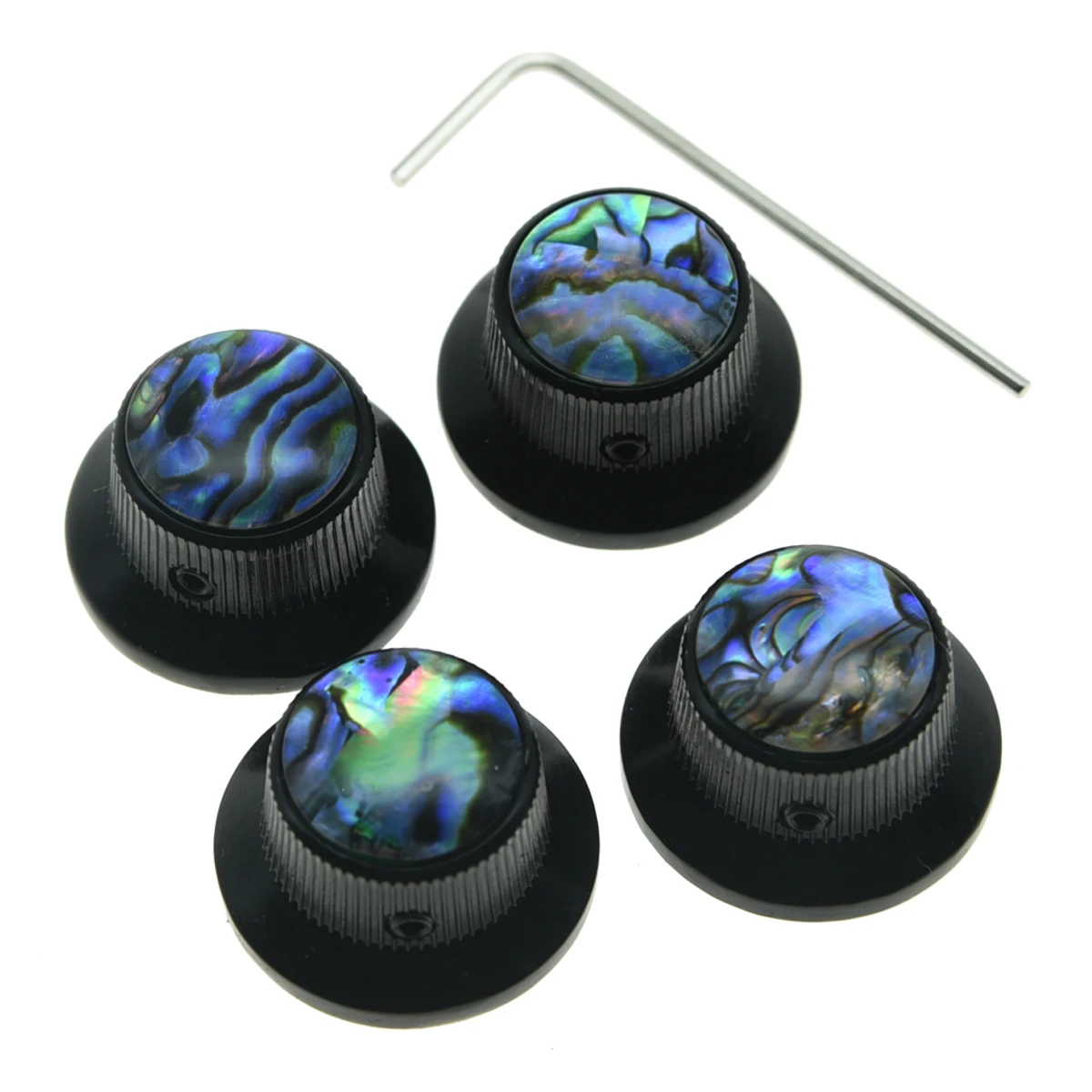 KAISH 4x набор винтов Abalone Top хром/черный/Золотая Гитара Бас-гитара ручки потенциометров металлические ручки колокол для Les Павла с 6 мм валовые горшки - Цвет: Черный