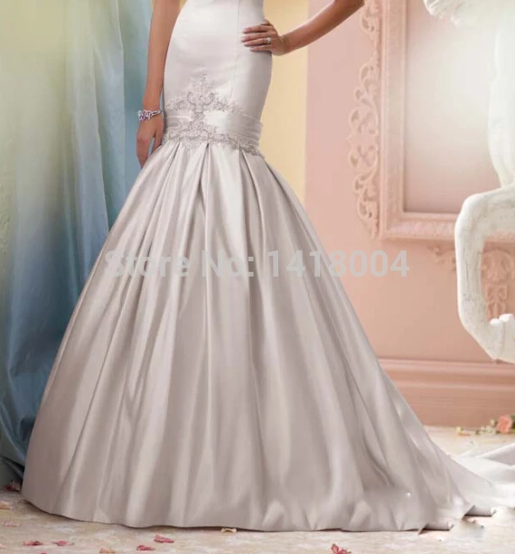 A-2015 new mermaid scoop neckline sheer wedding dresses see through lace crystals beaded vestidos bridal gowns | Свадьбы и торжества