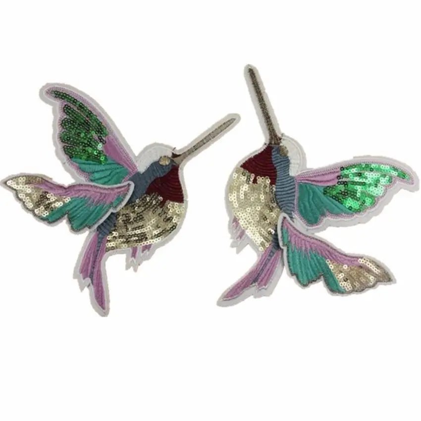 

1PC New Arrival Love Bird Sequin Embroidered Patches Sew on Sewing for Clothes Stripe Parches Applique Diy Accessories Supplies