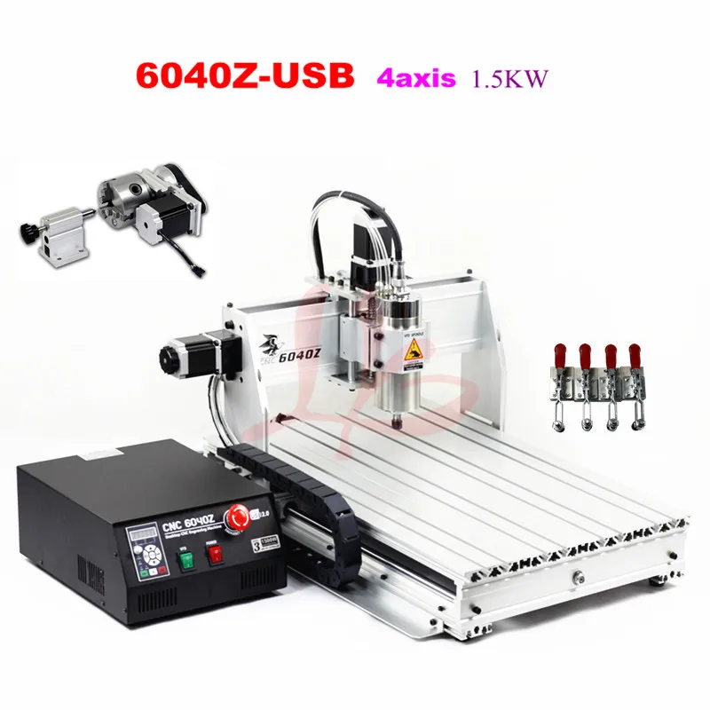 Free Shipping 4 Axis USB Milling Machine CNC 6040 Mach3 manual Router with 1500W VFD spindle and auto-checking tool port | Инструменты