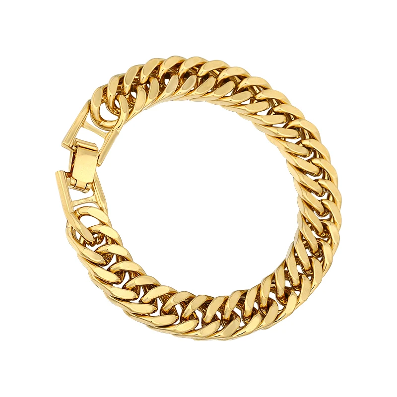 Большой браслет-цепочка для Для мужчин Эфиопии ювелирных изделий Gold Filled 22 см 11 мм