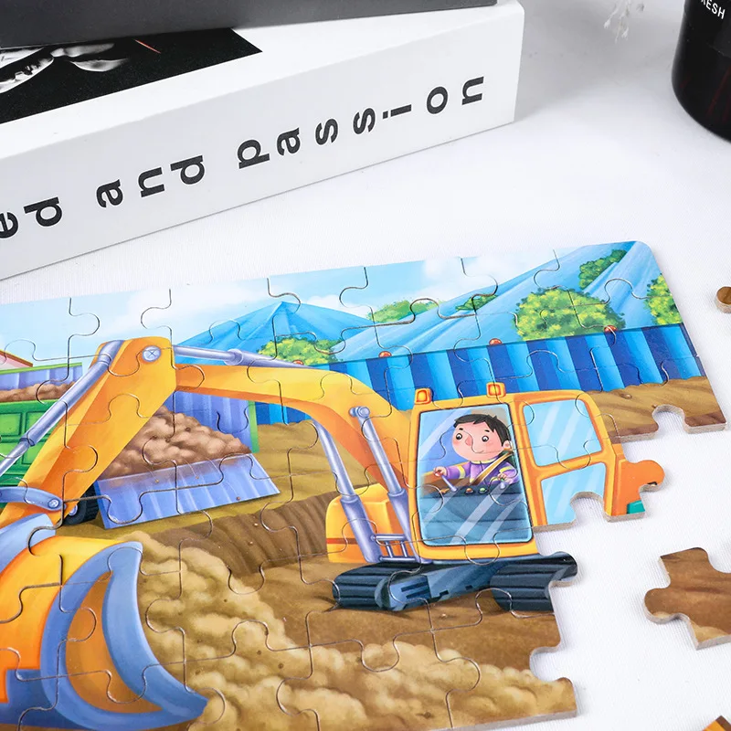 Деревянный автомобиль машинка головоломка игрушки для детей развивающие