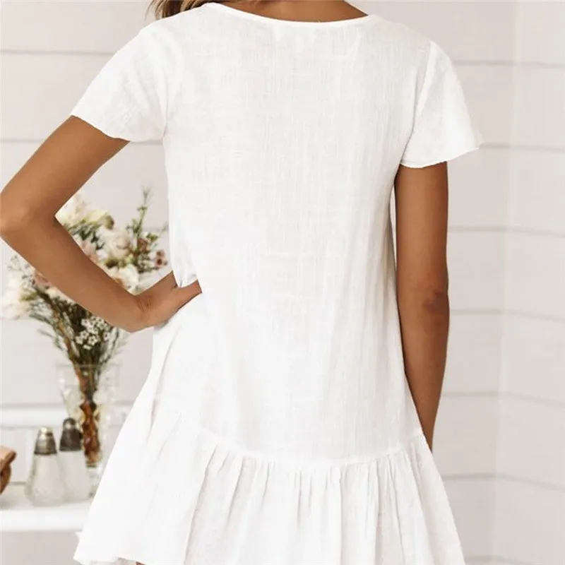 Однотонная короткая накидка белая для купальника пляжное платье Для женщин