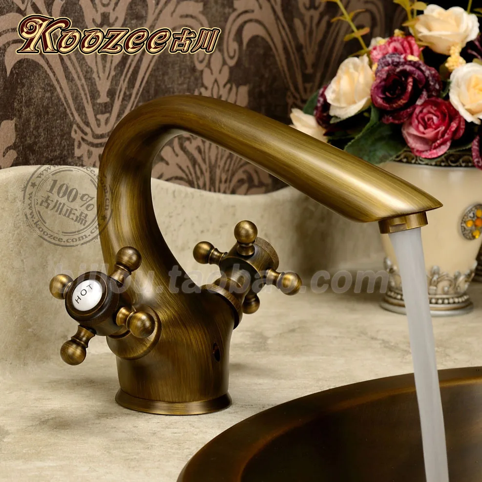 

Furukawa genuine gold titanium leading all-copper cold undercounter basin faucet antique European double the single-hole faucet